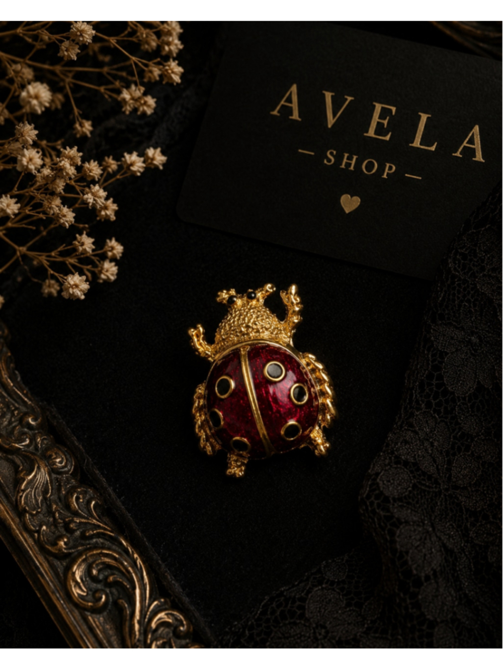 Vintage Red Enamel Ladybug Lapel Pin – Gold Tone Insect Brooch